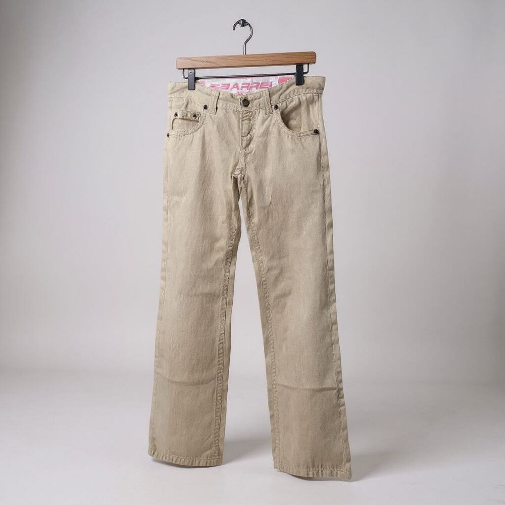 Rare Barrel Limited Edition Hand Painted Jeans Light Tan Cream Size 27 Inseam 35